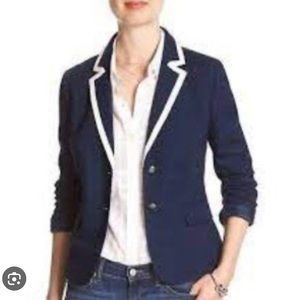BANANA REPUBLIC navy blazer with white detail on lapel.